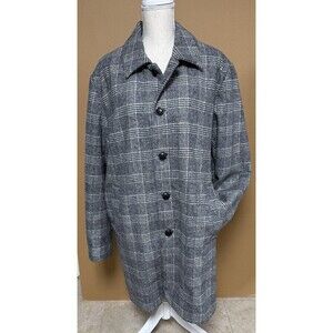 AMERICAN EAGLE Men's Large Wool Blend Coat Gray Plaid Lined Filled PERFECT